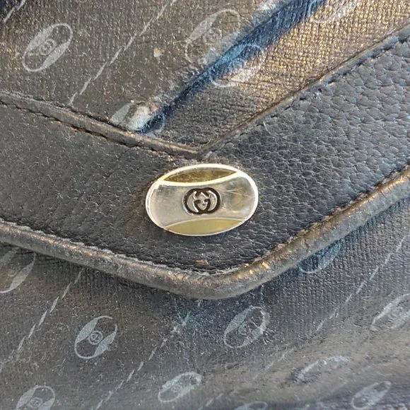 GUCCI VINTAGE Accessory Collection Convertible Envelope Clutch Purse Navy - Picture 2 of 16